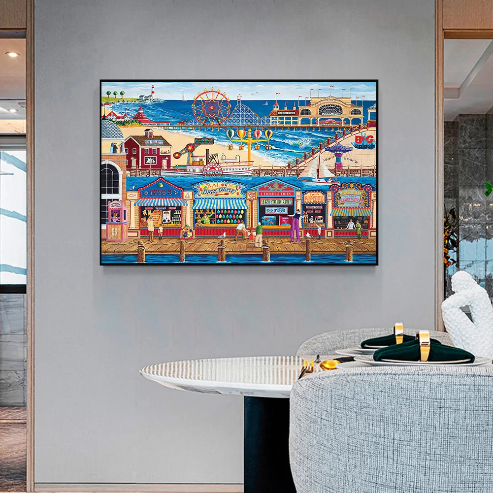 5D DIY Full Round Drill Diamond Painting Beach Paradise Rhinestone Artwork