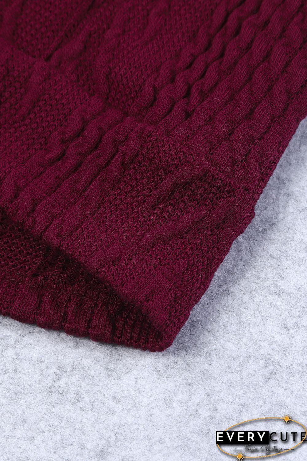 Red Drop Shoulder Textured Cardigan