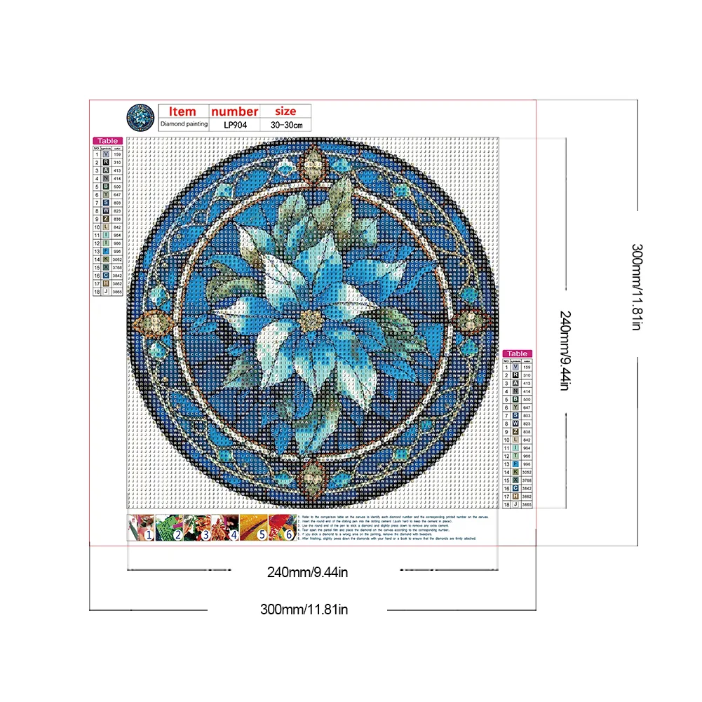 Diamond Painting - Full Round Drill - Stained Glass Flower(Canvas|30*30cm)