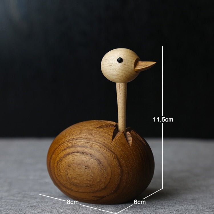 Nordic Handicraft Log Handmade Ostrich Puppet Solid Wood Ornaments Creative Wood Home Decorations