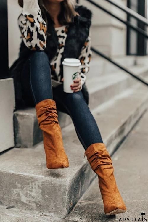 Pointed Toe High Heel Boots