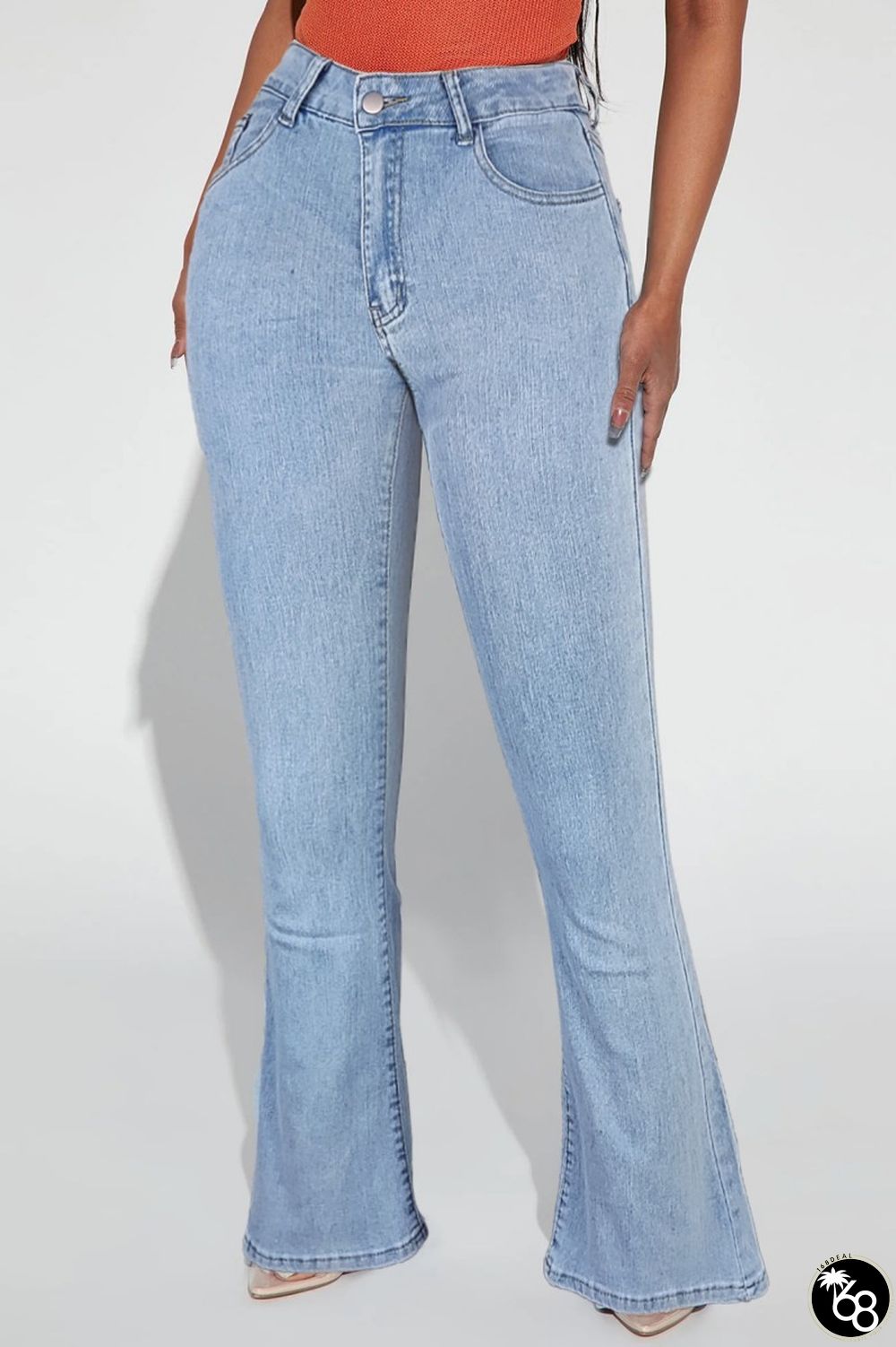 Light Blue Casual Solid Embroidered Patchwork High Waist Regular Denim Jeans | 168DEAL