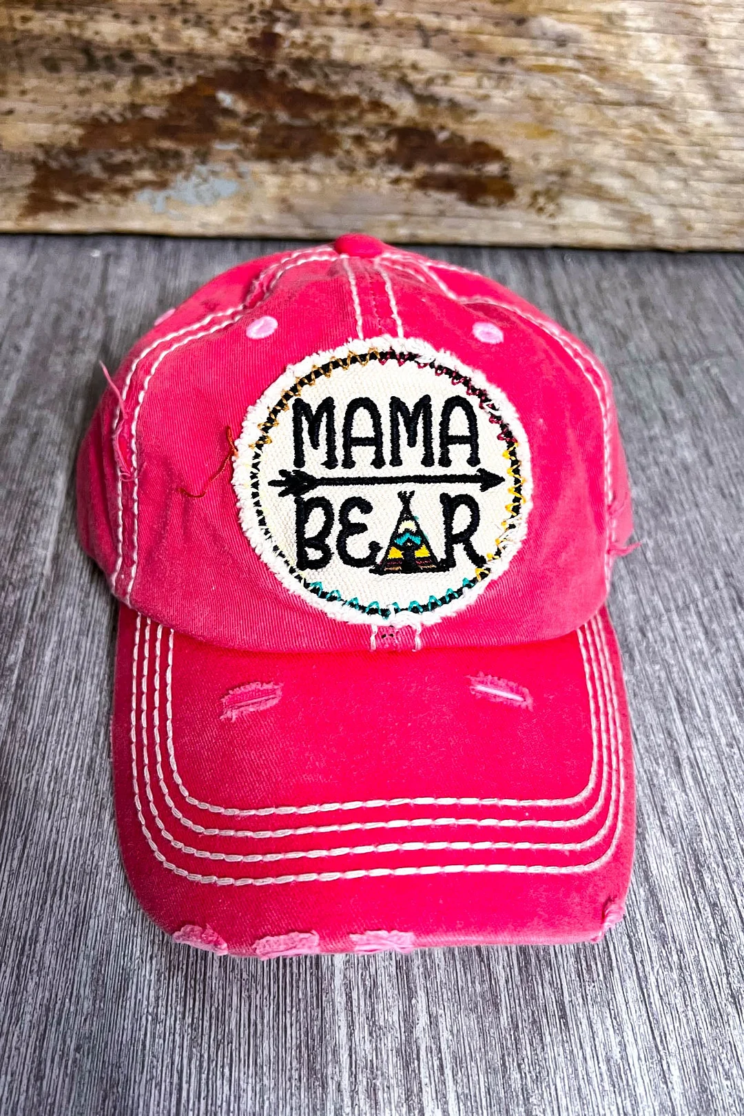 Mama Bear Circle Patch Hat - Fuchsia