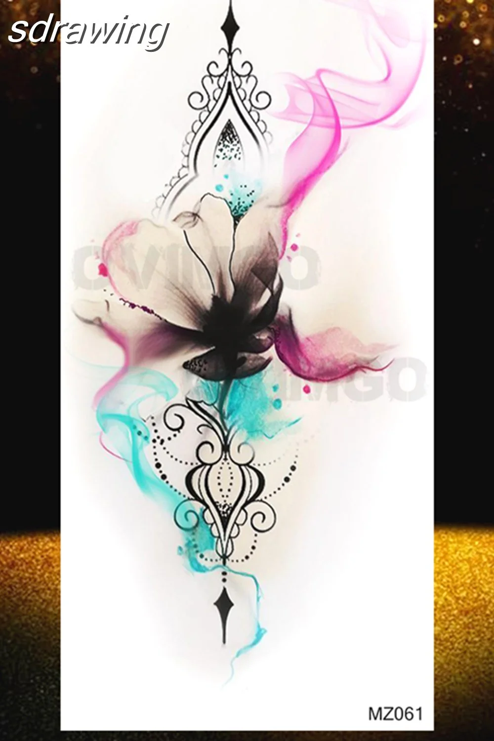  Black Rose Flower Temporary Tattoos Fake Waterproof Tatoo Body Art Arm Leg Floral Peony Bloosom Tattoo Stickers Makeup 928-0