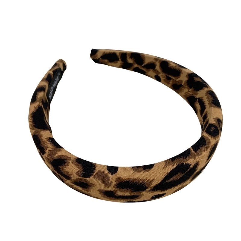 Retro Fabric Leopard Print Headband Wide Version High Skull Top Modified Face High Sense Pink Leopard Print Headband Hair Clip Hair Ring For Women