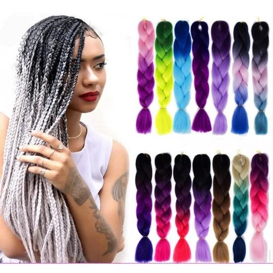YVONNE Braiding Hair 1 Bundle 24'' Synthetic Jumbo Braids Ombre Color Fiber Hair Extensions 