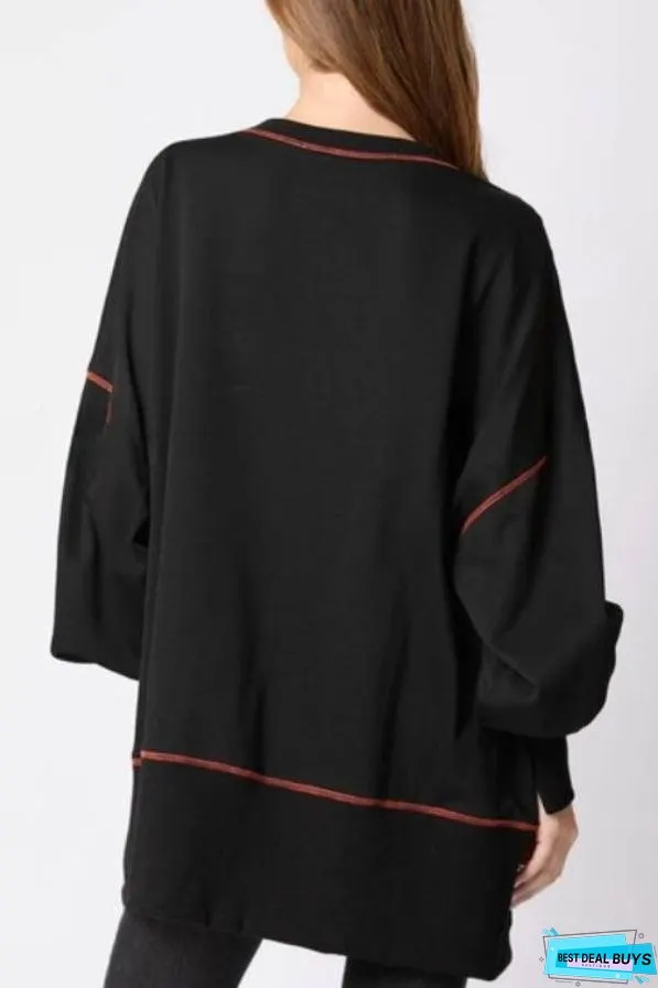 Halloween Ghost Sequined Sweatshirt Embroidered Casual Top