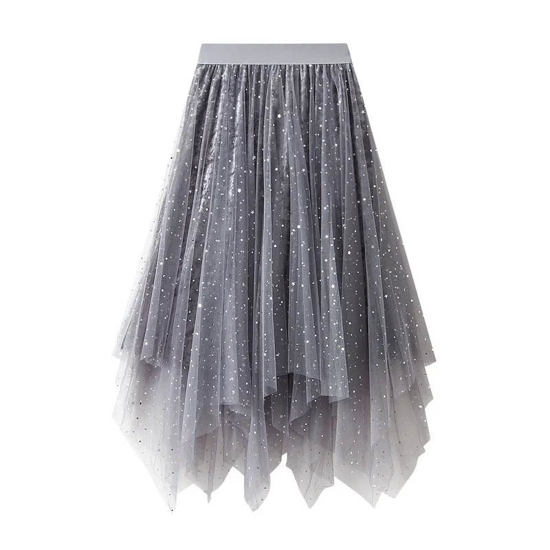 Nigikala Nigikala Peng Star Yarn Skirt Autumn 2025 New Korean Version Of Irregular Velvet Skirt In The Long Female 0310