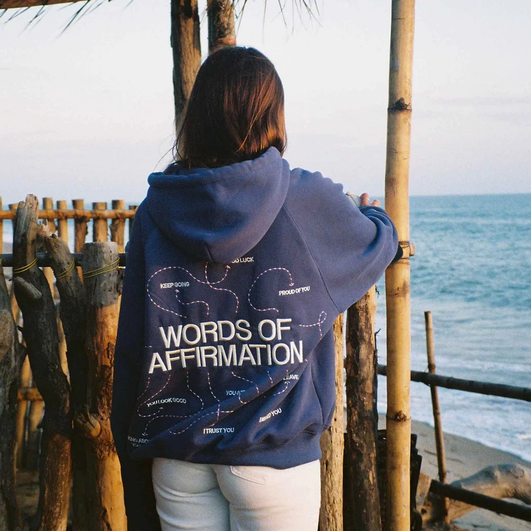 Women's Vintage Words Of Affirmation Oversized Long Sleeve Hoodie