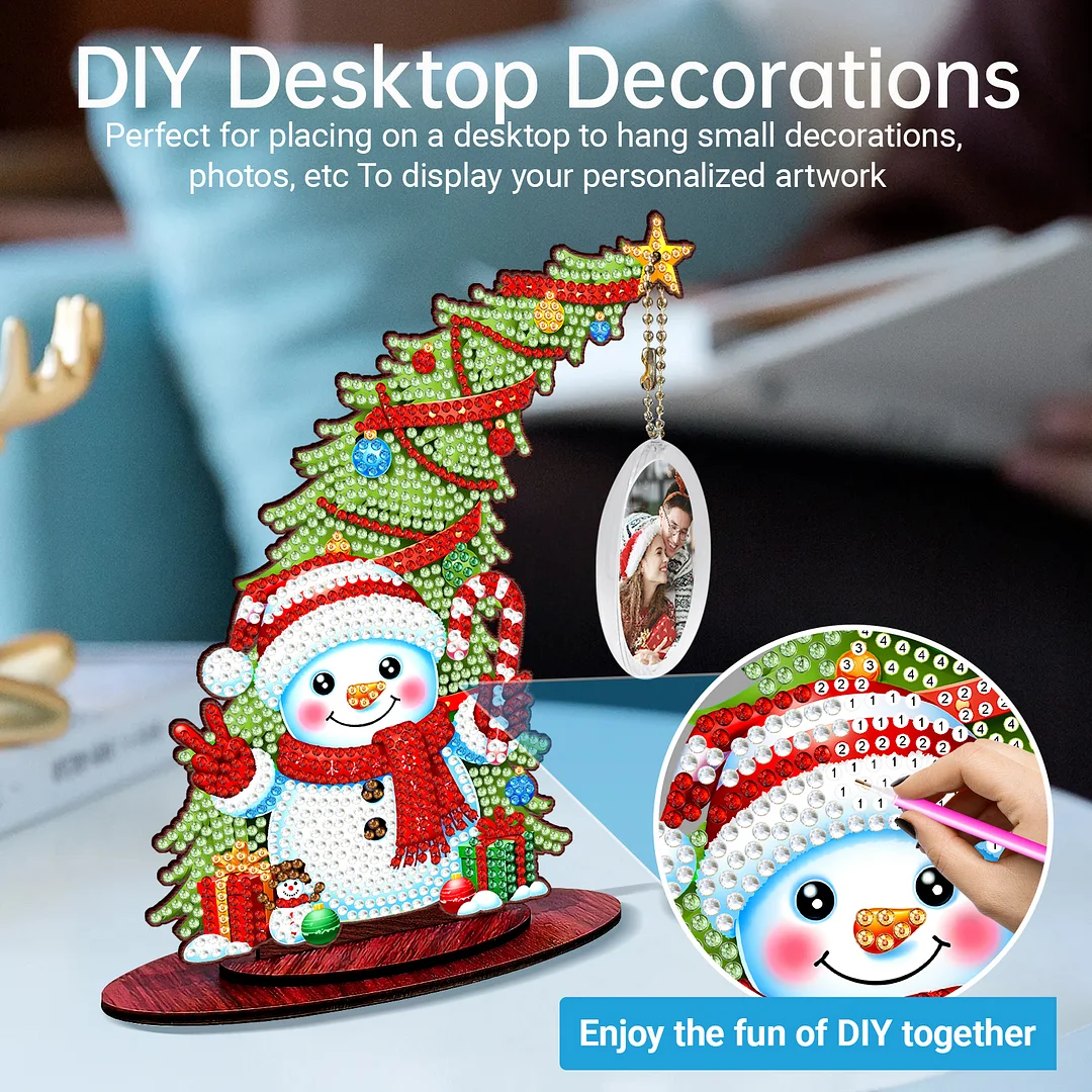 Photo Christmas Tree 5D DIY Diamond Art Tabletop Wood Decorations Ornament Kits