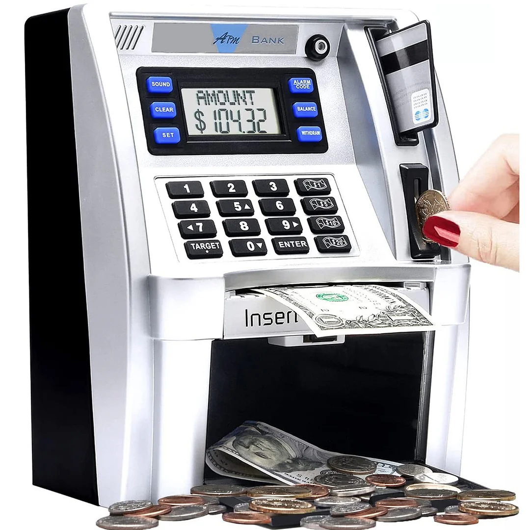 Electronic Piggy Bank ATM Password Money Box Cash Coins