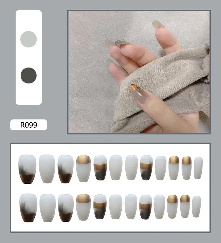 French Nails Art Tips Fake Nail Press on False with Glue Designs Set Full Cover Artificial Box Short Display Kiss Stick Square-Nail Inspo