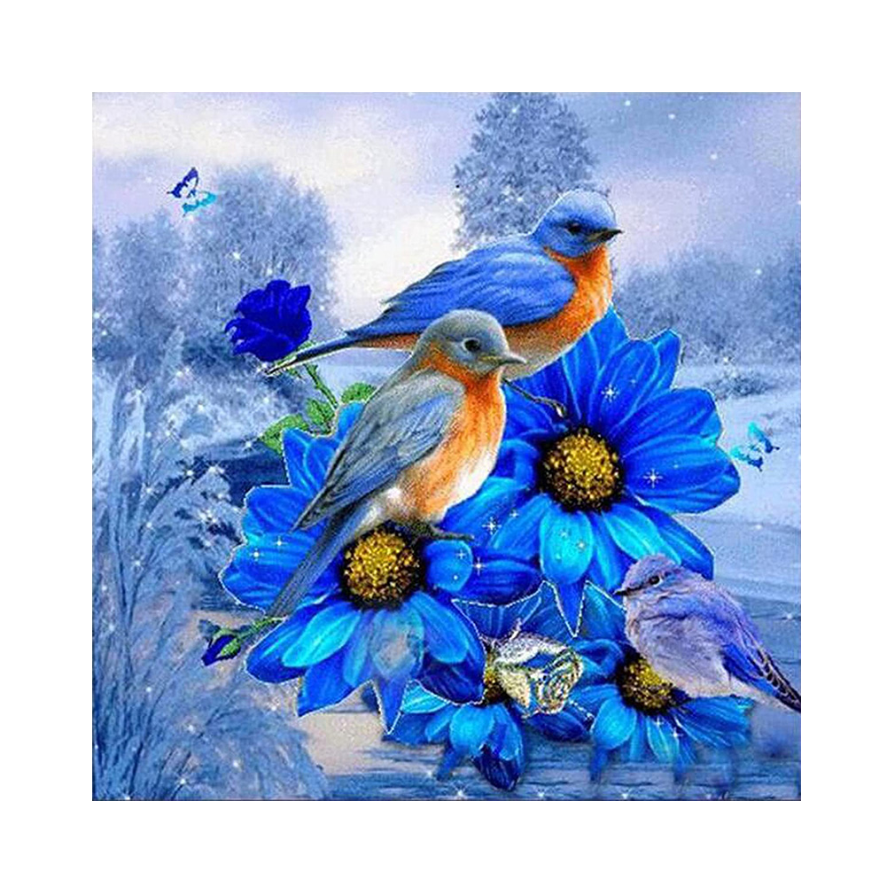 

Blue Flower Bird - Special Shaped Diamond Painting - 30*30CM, 501 Original