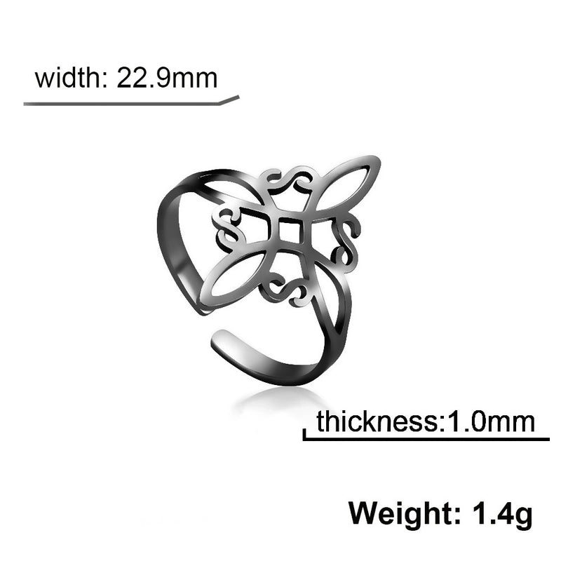 Europe And America Cross Border E-commerce Jewelry Titanium Steel Square Celtic Knot Open Ring Women’s Stainless Steel Open Ring