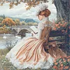 Victorian Girl-14CT Stamped Cross Stitch 50*50cm/19.69*19.69in
