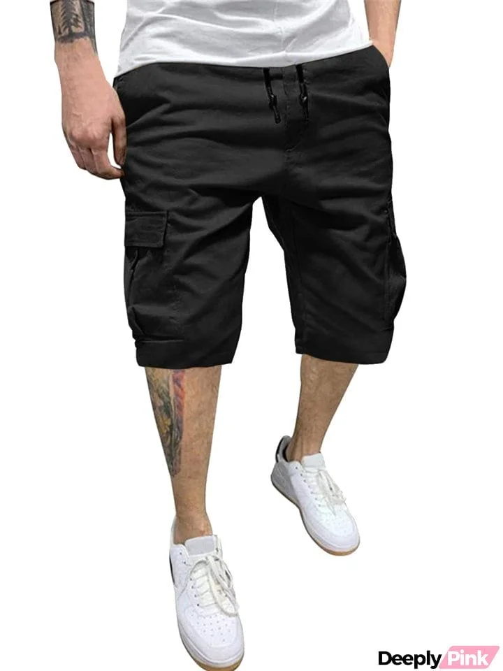Men's Relaxed Drawstring Cotton Blend Summer Cargo Shorts