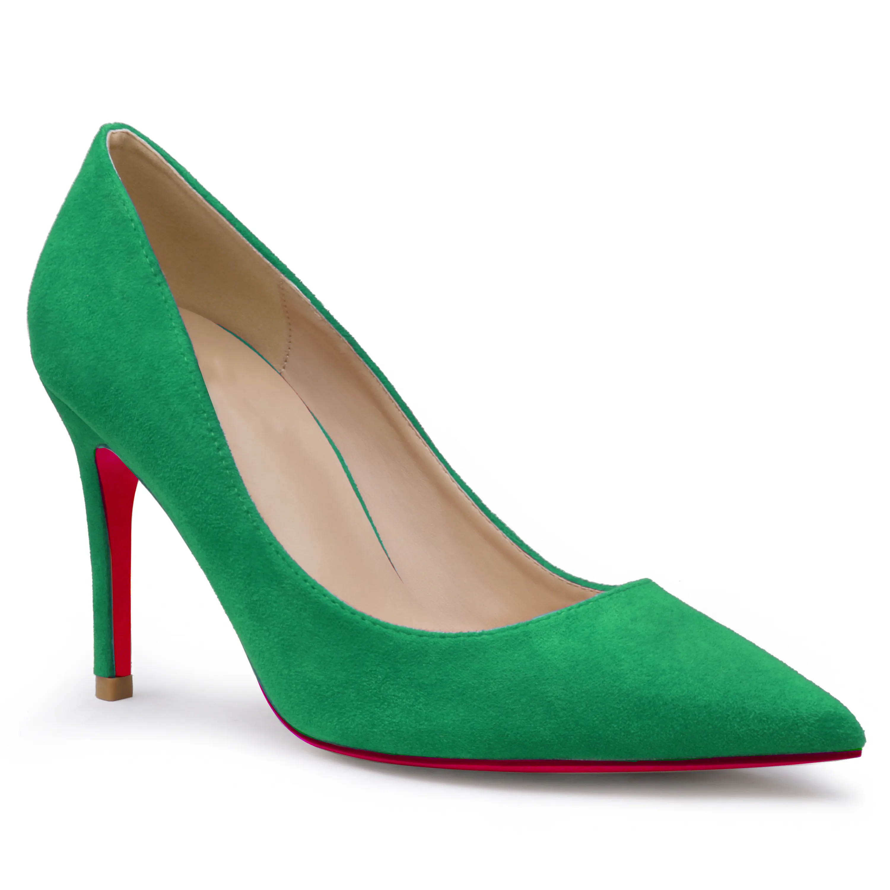 90mm Middle Heels Pointy Toe Red Soles Pumps-vocosishoes