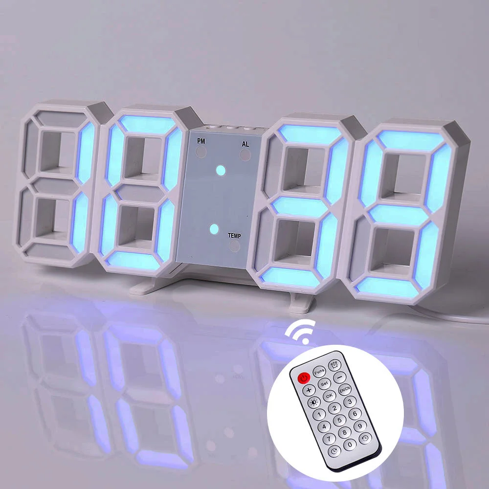 LED Digital Wall Clock Alarm Clock Wall Hanging Table Desk Electronic Digital Clock With 3 Levels Brightness Home Decor