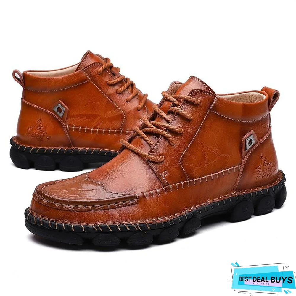 Cow Split Leather Men Boots Comfortable Boots Men Footwear Rubber Ankle Boots Men's Shoes