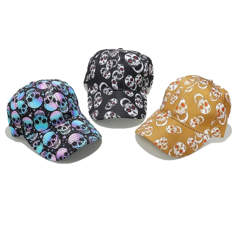 Women's Exaggerated Punk Streetwear Skull Printing Curved Eaves Baseball Cap