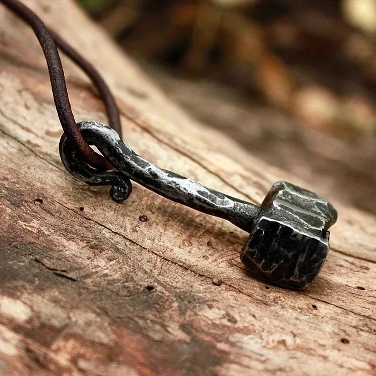 Coutureaura Forged Iron Thor's Hammer Necklace