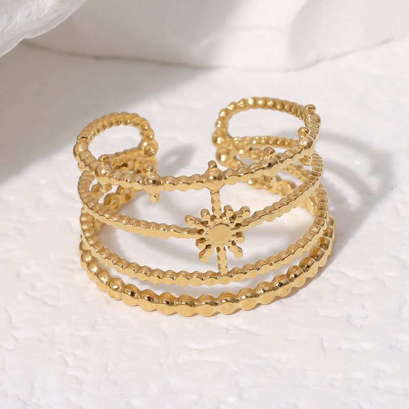 Open Ring Niche Stripe Geometric Stainless Steel Electroplating Rings