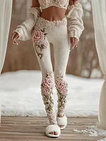 Bohemian Style Women's Knitted Tight-fitting Leggings