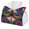 Dragonfly DIY PULeather Diamond Painting Tissue Box for Adults Beginners Decorative Diamond Art Paper Storage Holder for Living Room Bedroom Bathroom Table Decor