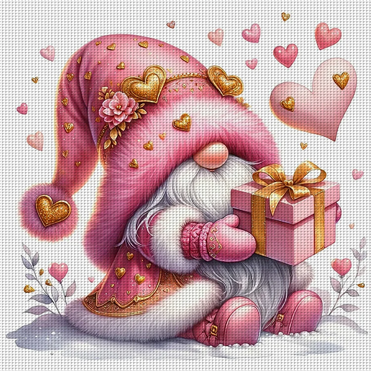 Valentines Day Gnome -11CT Stamped Cross Stitch(40*40cm)