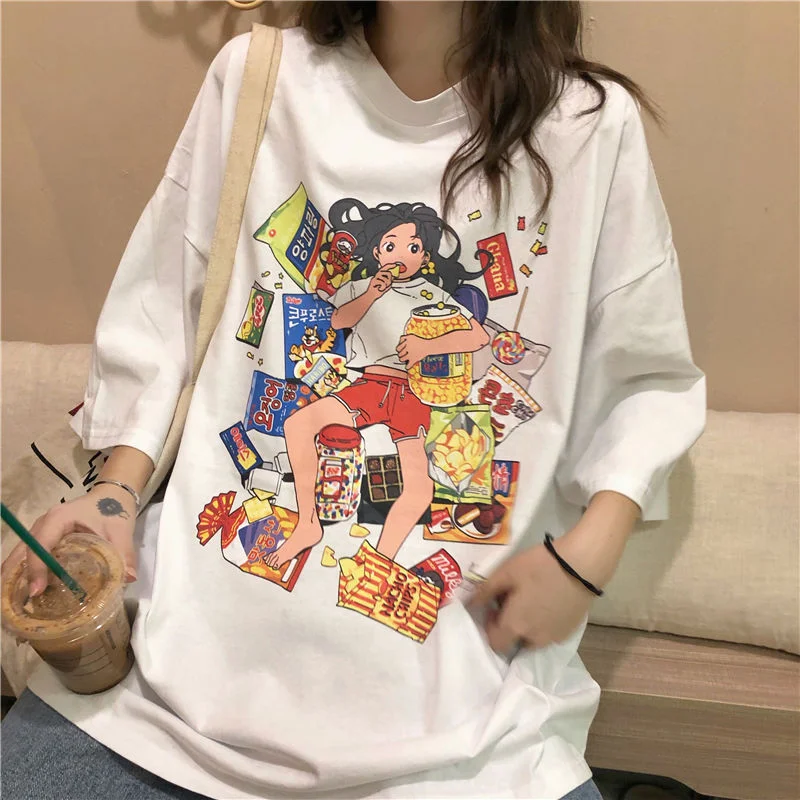 NiceMix 2020 Autumn Women Clothing Korean Ulzzang Harajuku T-shirt Funny Printed Fake Two Long Sleeve T-shirts Female Loose Shir