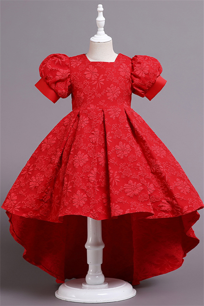 Beautiful Short Bubble Sleeves Pageant Dress for Girl Square - lulusllly