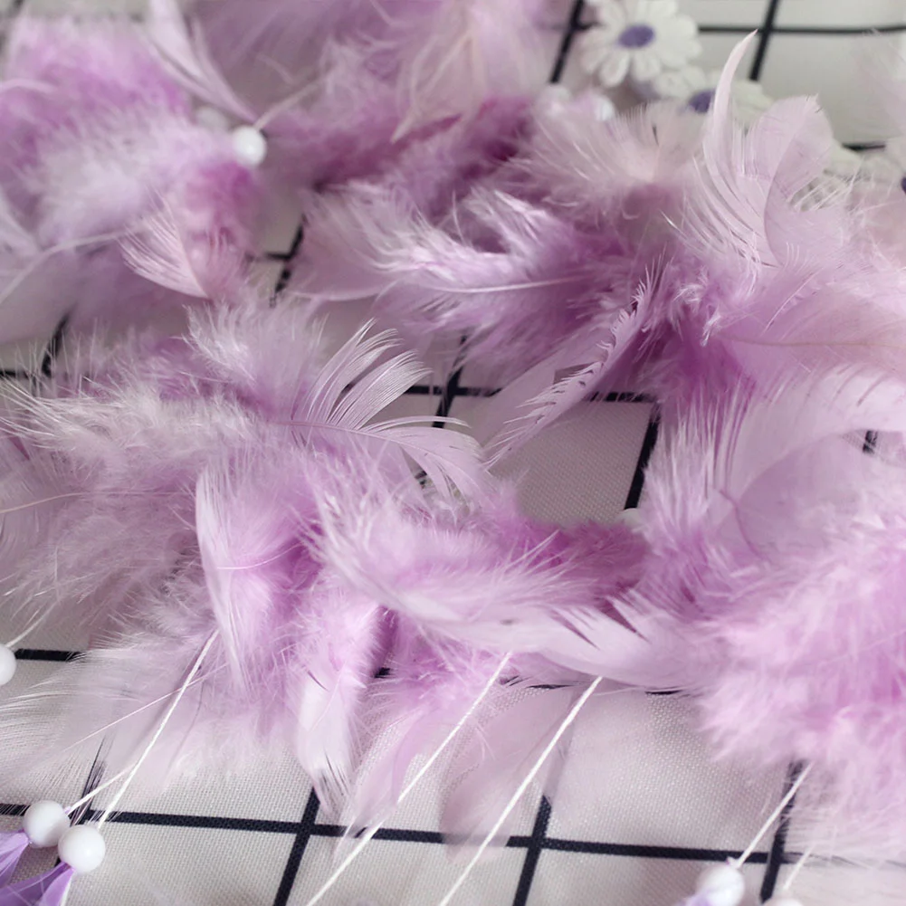 LED Flower Cloud Feather Dreamcatcher String Light Decorative Lamp (Purple)
