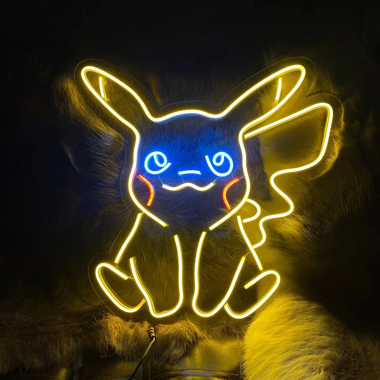 Anime Pikachu Neon Sign Pikachu Neon Sign Custom Neon Sign Anime Neon Bedroom Living Roon Dcora Light Party Sign