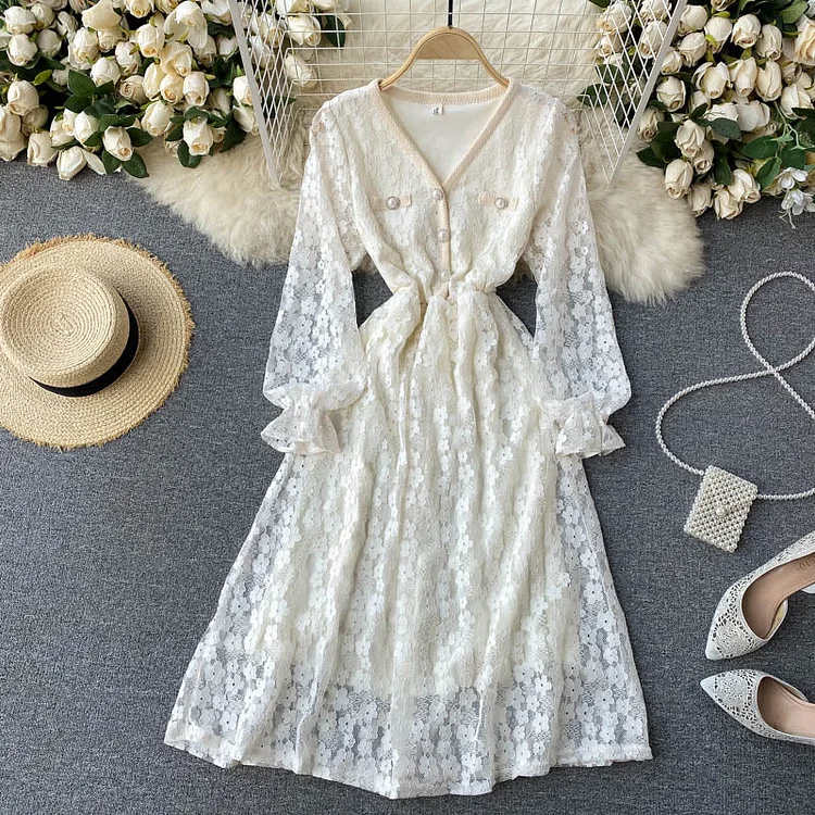 Vintage Dress, Luditu Midi Dress, Party Dress, Victoria White and Ivory Lace