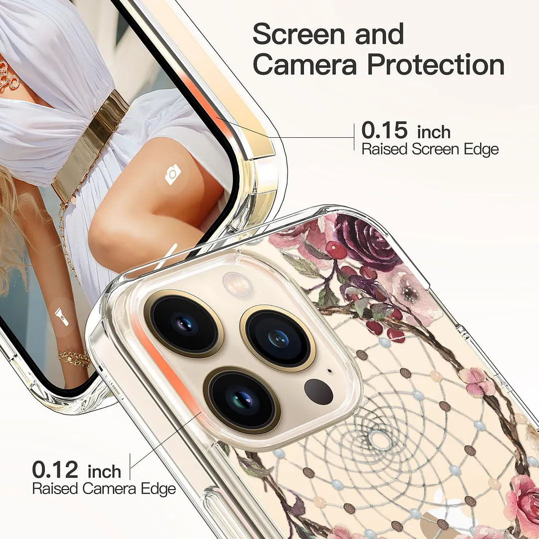 ProCaseMall iPhone 15 Pro Case Elegant Pink Blossoms