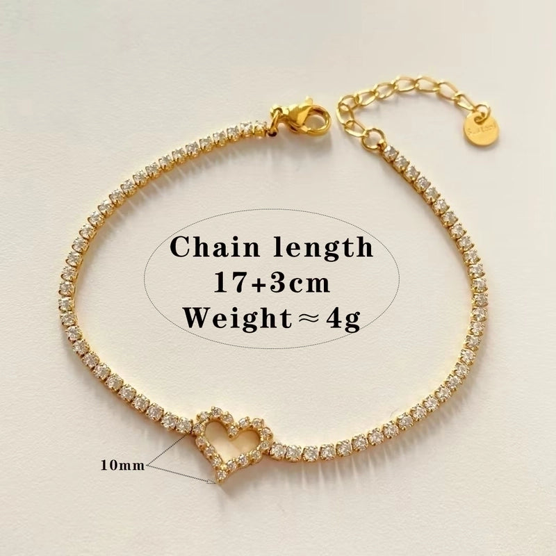 Casual Elegant Heart Shape 304 Stainless Steel 16K Gold Plated White Gold Plated Bracelets Bangle In Bulk