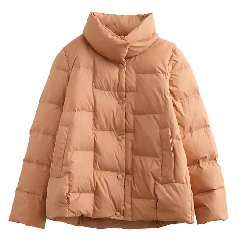 Woherb 2024 New Down Jacket Female Short Thin Loose Casual Lapel Warm White Duck Down Short Coat Tide-Outfit Ideas
