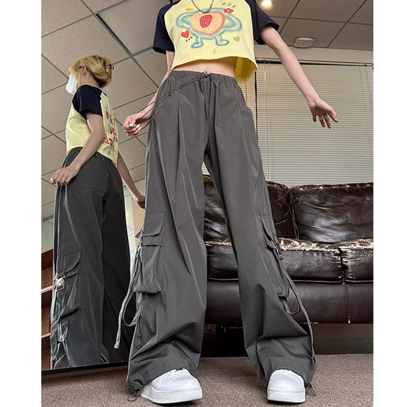 Bonusgig Women Wide-legged Pants Vintage Workwear Pants Baggy Trouser Baggy Trouser Y2k Harajuku High Waisted Streetwear Design Casual