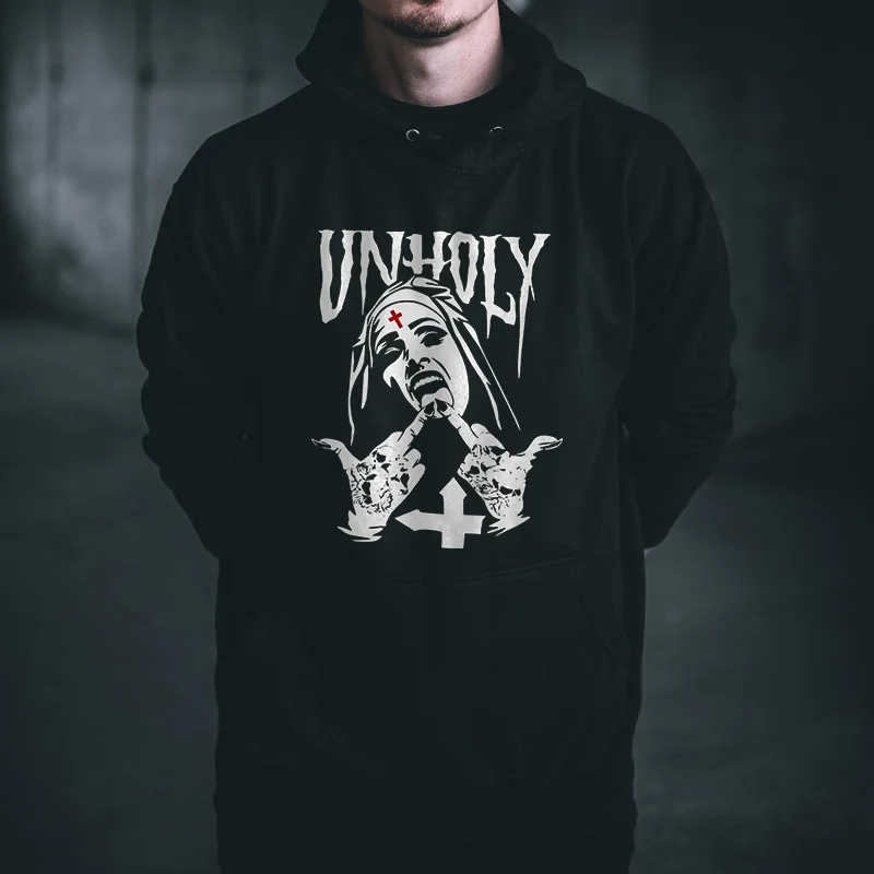 Unholy Nun Printed Men's Hoodie -  