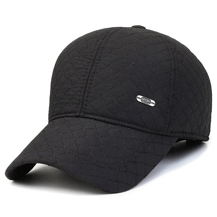 Winter Hat Plaid Embroidery Baseball Cap Dadhat Plus Velvet Thickened Diamond Thread Baseball Cap Warm Ear Protection Cold Cap