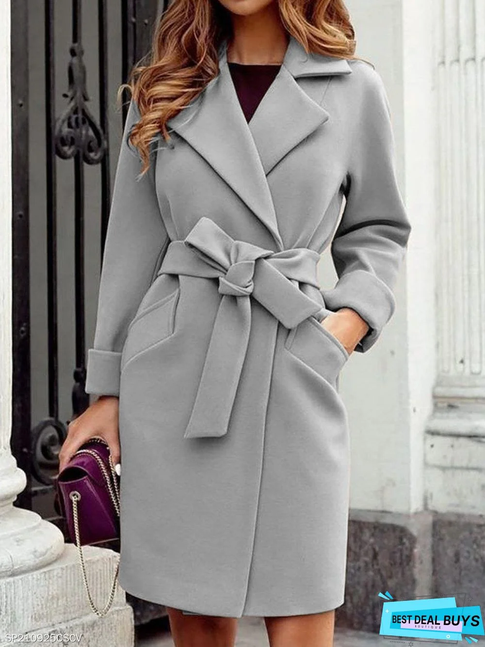 Fashion Belt Lapel Coat