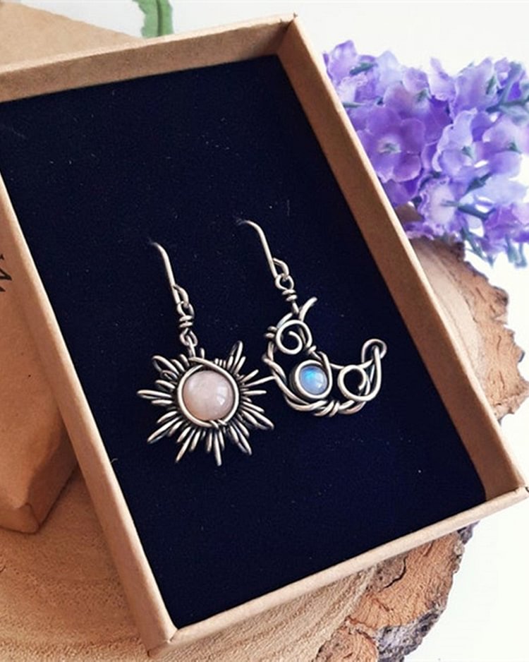 Retro Sun Moon Earrings