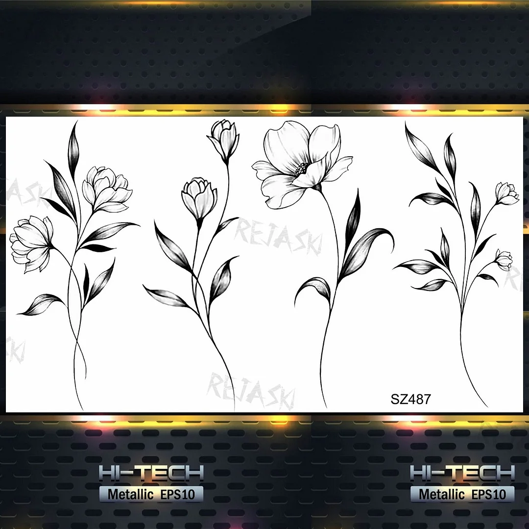 Black Little Dandelion Fashion Feet Temporary Tattoos For Women Adult Feather Spartan Realistic Fake Tattoo Body Art Tatoo Decal