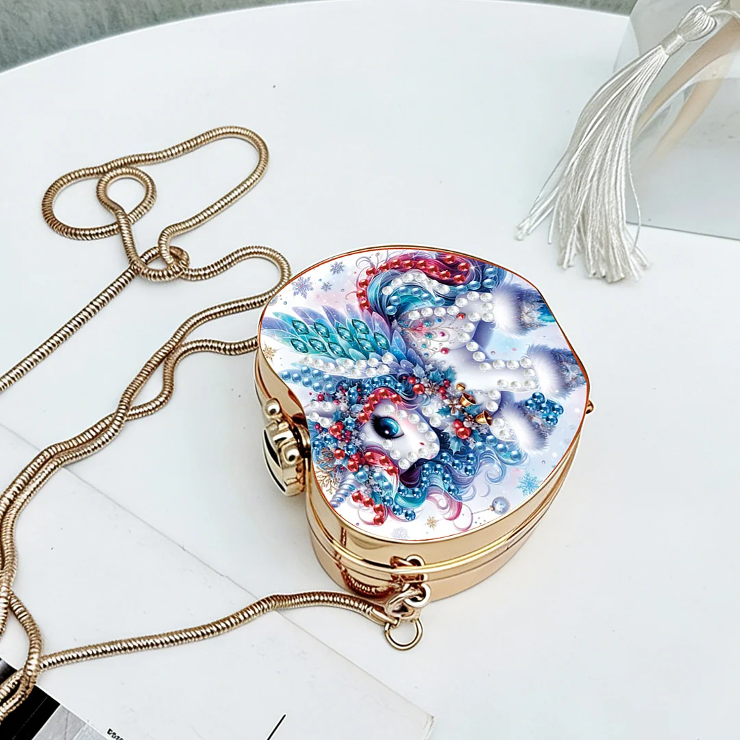 Unicorn DIY Acrylic Love Diamond Art Painting Card Case Wallet with Chain Small Diamond Painting Crossbody Bag for Adults Women Girls Gift