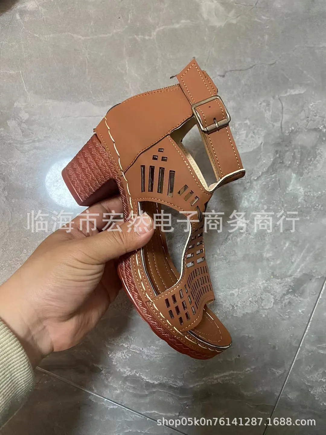 Breakj Breakj Women's Shoes 2025 Summer New Coarse Heel High-Heeled Shoes Hollow Fish Mouth Sandals Women