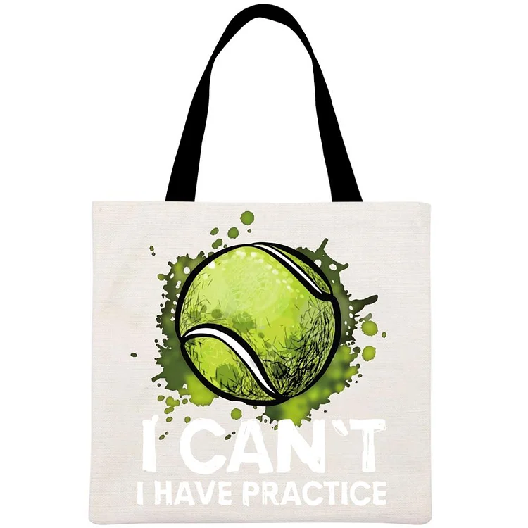 I Can't I Have Practice Tennis Printed Linen Bag-Annaletters