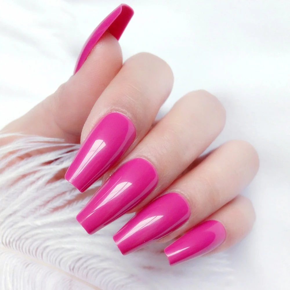 24Pcs Long Ballerina Coffin False Nails Glossy Dark Brown Artificial Fake Nail For Design DIY Lady Figner Tip Manicure Tool-Nail Inspo