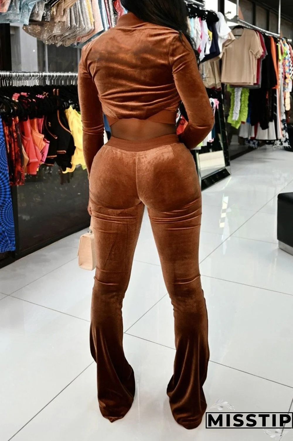 Burgundy Fashion Street Solid Patchwork O Neck Long Sleeve Two Pieces