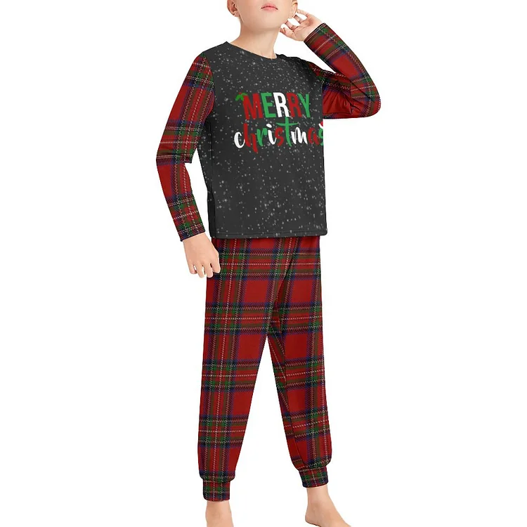 Children's Pajama Suit Christmas Plaid Merry Christmas