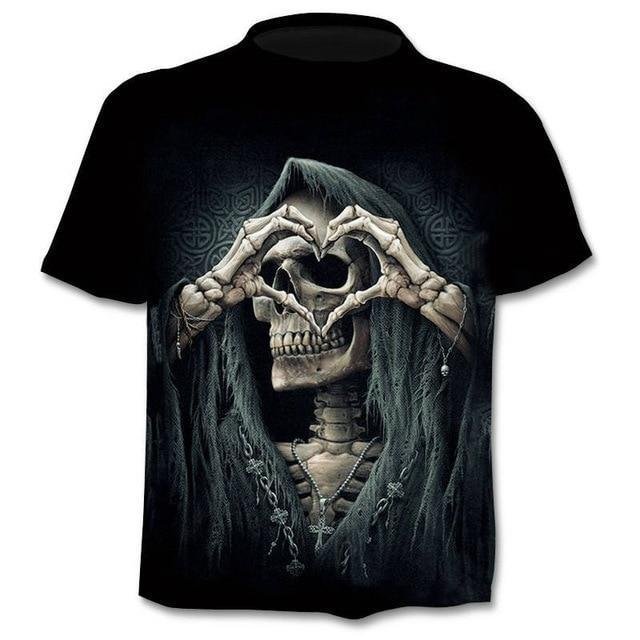 Men 3D Print New Funny Skull T-shirt Hipster Short Sleeve Tee Tops - VSMEE